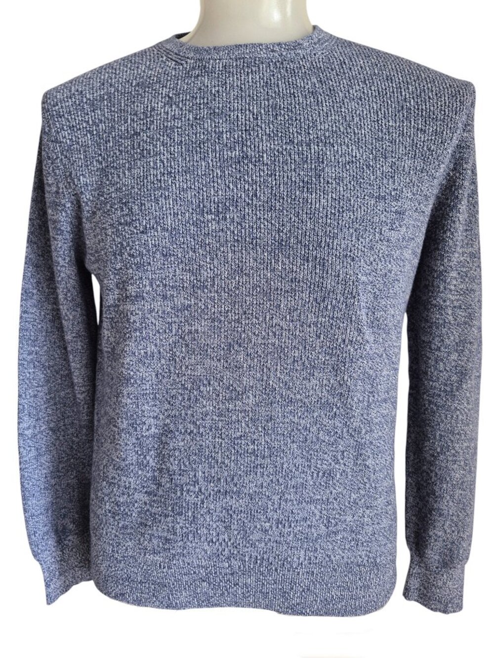 J. CREW Men's Navy & White Marled Knit 100% Cotton Crewneck Sweater M